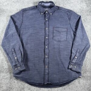 32 Bar Blues Shirt Men's‎ Medium Blue Stretch Long Sleeve Button Down